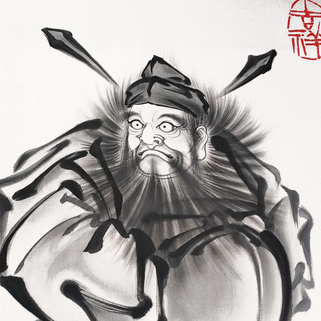 室内用絵のぼり鍾馗淡墨｜辰昇作