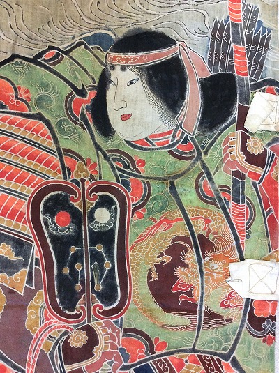 筒描き「神功皇后図幟」江戸後期 江戸期の絵のぼり収集記