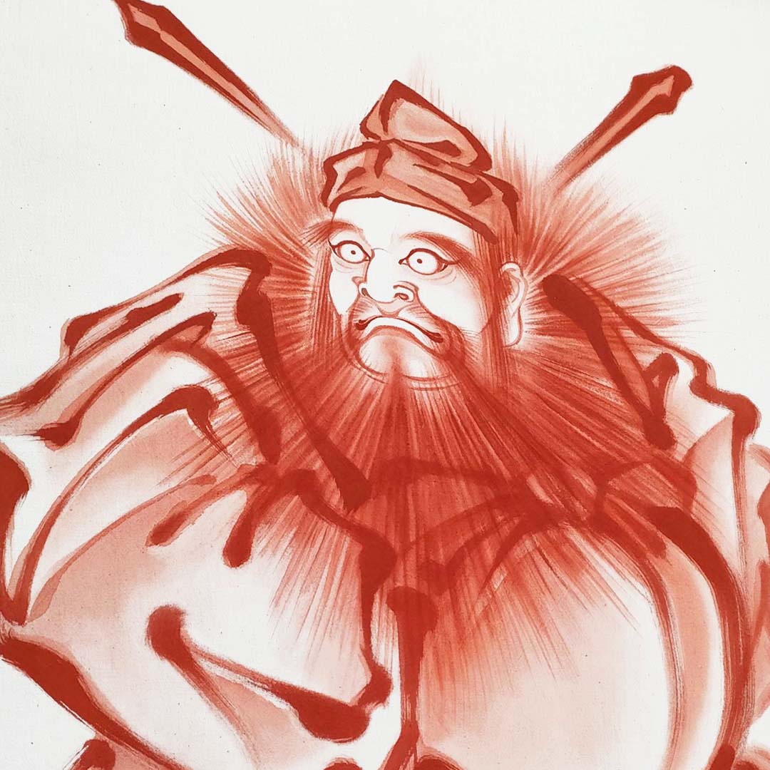 室内用絵のぼり朱描き鍾馗｜辰昇作