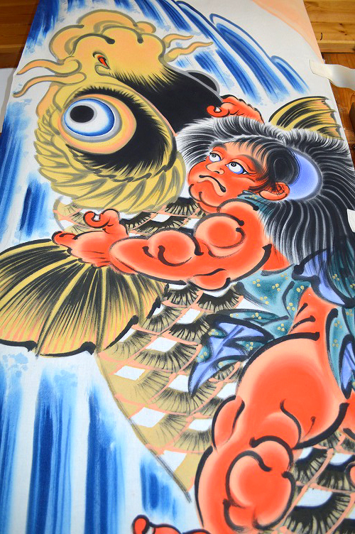 激安通販 手描き のぼり 鯉金太郎 五月人形 初節句 お祝い 工芸品