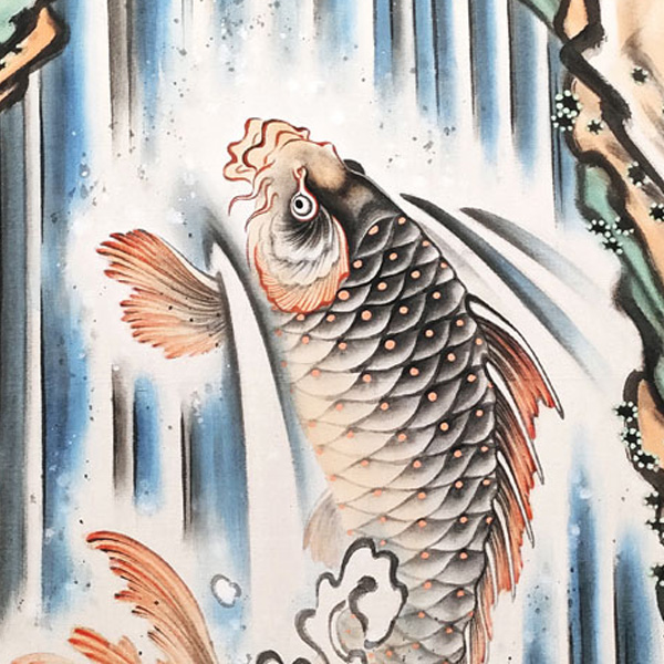 鯉の滝昇り｜辰昇作