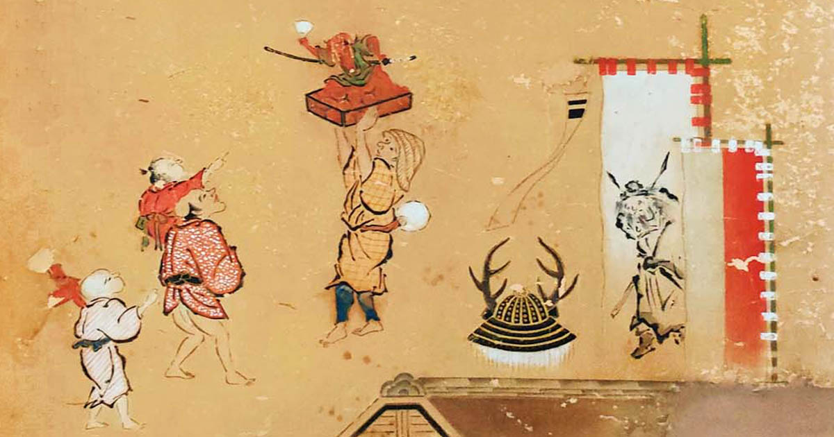 【アンティーク】日本の武者絵のぼり／武者幟（昭和初期・手描き・端午の節句飾り） アンティーク】武者絵のぼり／武者幟（昭和初期・手描き・端午の